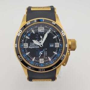 Invicta Aviator Flight Collection Black Dial Black Rubber GMT Men's Watch 1758